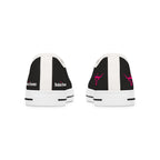 Women's Low Top Sneakers — Black Canvas with Pink Longhorn Accent