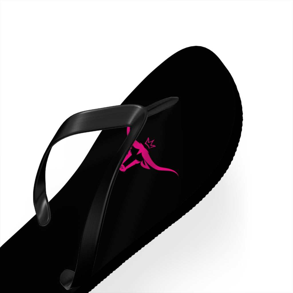 Rodeo Kween Flip Flops — Black Western Bull Logo Beach Sandals