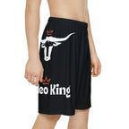 Rodeo King Men’s Athletic Shorts — Black Bull Graphic Sports Shorts