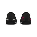 Women's Low Top Sneakers — Black Canvas with Pink Longhorn Accent