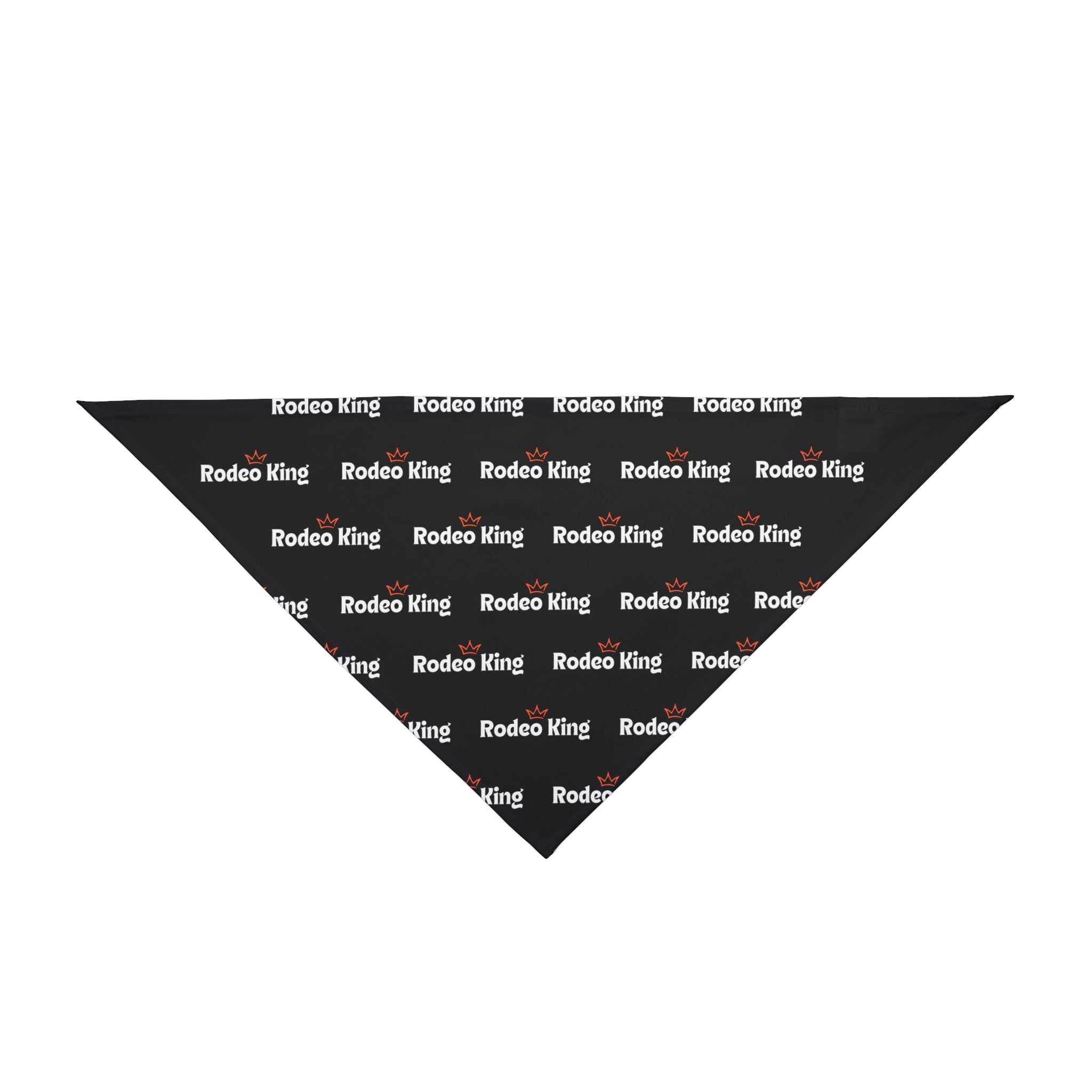 Rodeo King Pet Bandana — Black Repeat Logo Triangle Scarf for Dogs & Cats