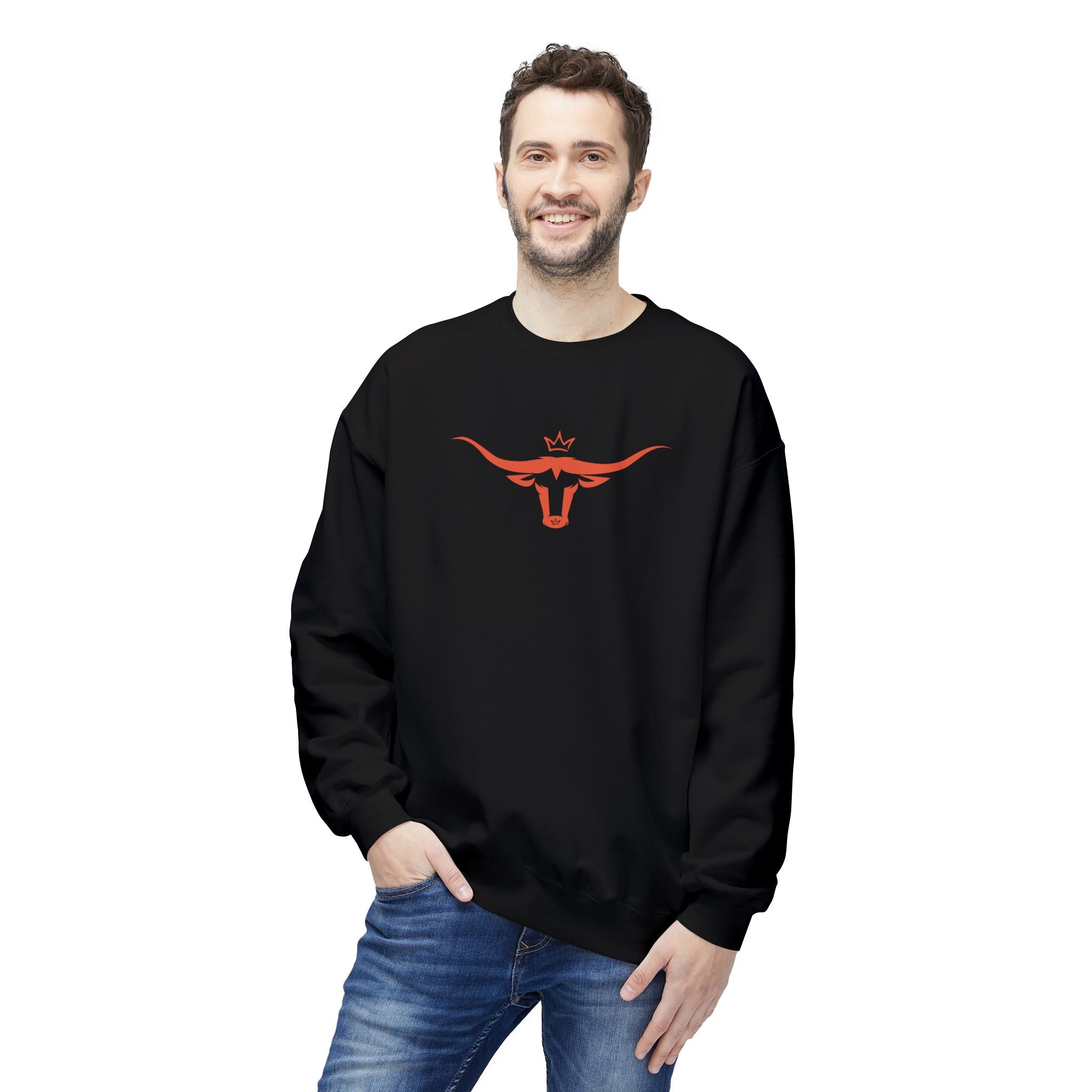 Longhorn Crest Crewneck Sweatshirt — Minimal Western Bull Logo