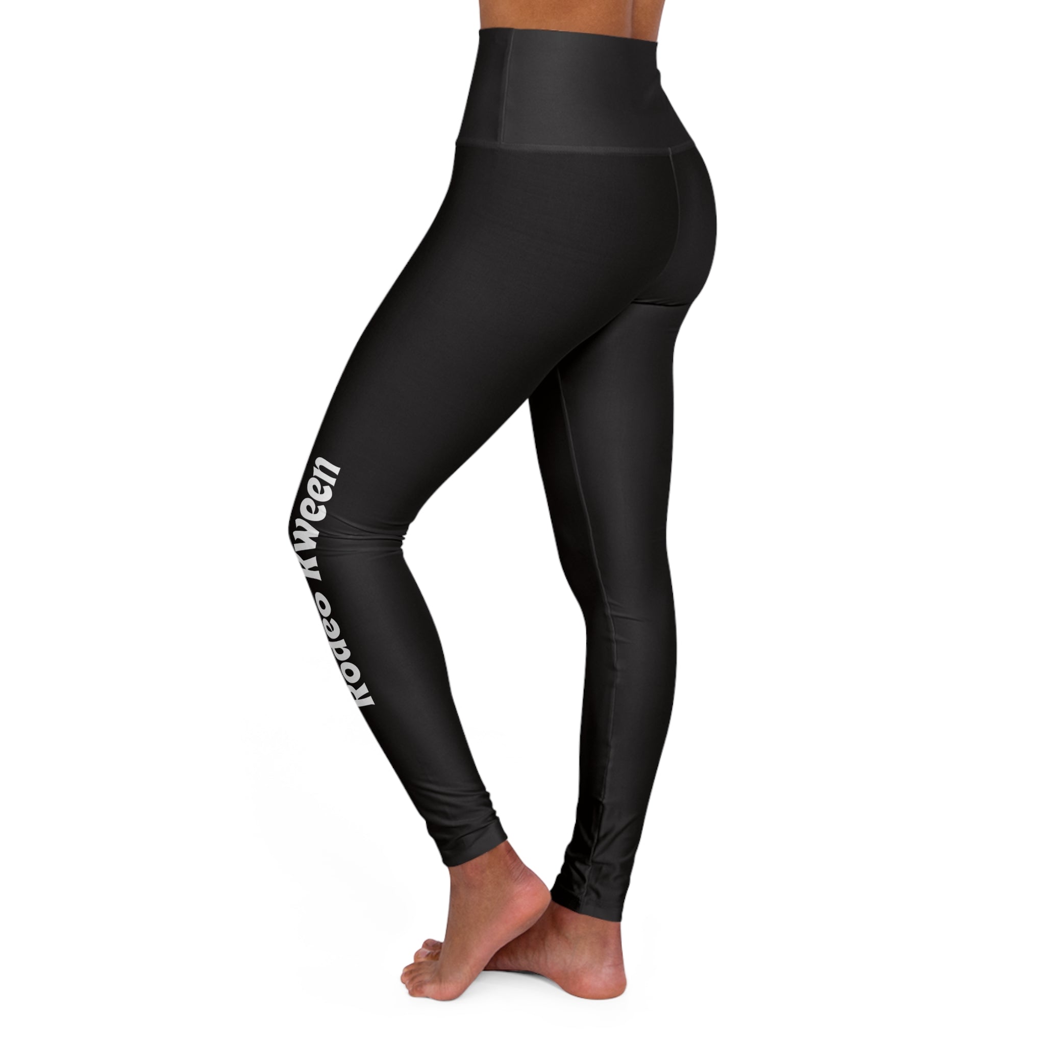Yoga Leggings — High-Waisted Black 'Rodeo Queen' Side Logo Activewear